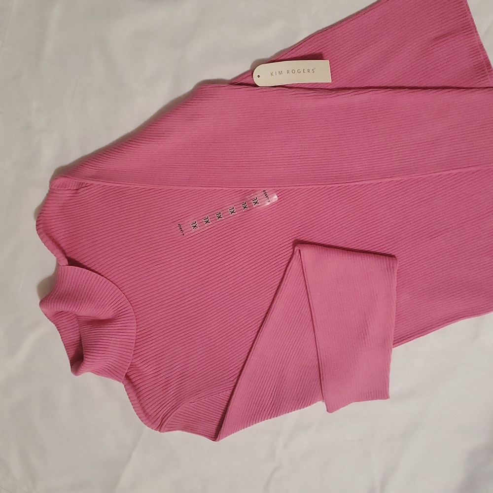 Kim Rogers Women Vibrant Pink Turtleneck Sweater XL